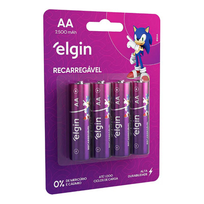 04 Pilhas Baterias AA 2500mAh Elgin Recarregável 2A Pequena 1 Cartela | MercadoLivre