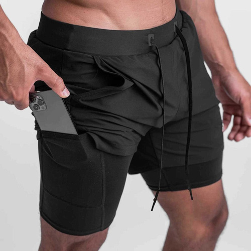 Pantalones Cortos Deportivos Secado Rápido Hombre Bolsillos