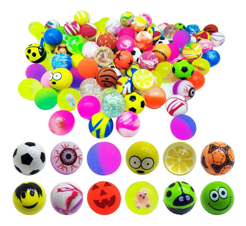 10 Pelota Saltarina Fluo P/ Bolsita Piñata Souvenir Cotillon