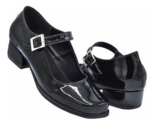 Zapato Escolta Mancera 629 Charol Negro Tacón Escolar 18-21-