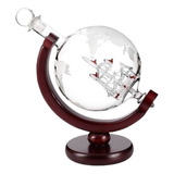 Decantador De Whisky Lazhu Globe Con Soporte De Madera Fina