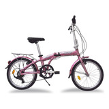 Bicicleta Plegable Aluminio Rodada-20 7v Flink Monk Color Rosa
