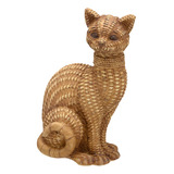 Escultura Gato Decorativo Em Resina Marrom 20cm