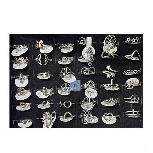 Set De 36 Anillos En Caja Modelos Varios De Acero Quirúrgico