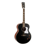 Guitarra Electroacústica Cort Cj Retro Para Diestros Vintage Black Matte Merbau Mate