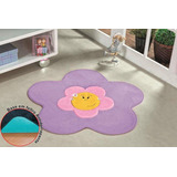 Tapete Big Menina Flor  Pelúcia Infantil Antiderrapante