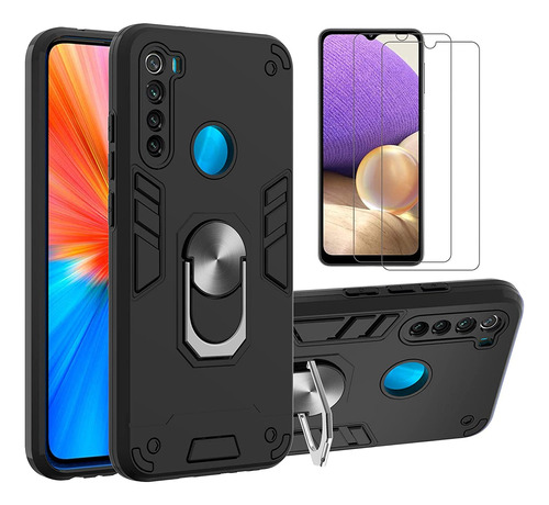 Funda Con Soporte Anillo Para Xiaomi Redmi Note 8 + 2 Micas