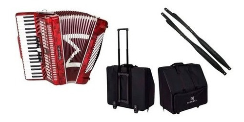 Acordeon Sanfona 120 Baixos Vermelho Michael + Bag