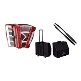 Acordeon Sanfona 120 Baixos Vermelho Michael + Bag