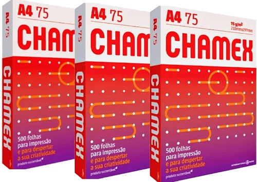 Papel A4 Sulfite Chamex Office 75g 210x297 Resma 1500 Folhas