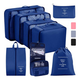 Organizadores De Maletas Para Viaje Impermeable Set 8 Piezas Color Azul