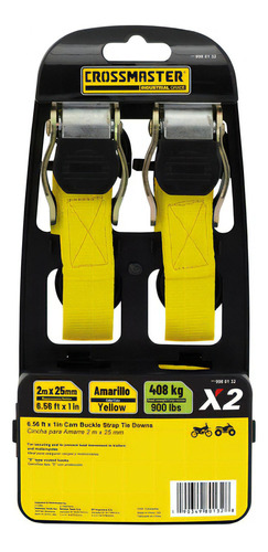 Cincha Cinta Amarre 2 Unidades 2 M X 25mm 408 Kg Crossmaster Color Amarillo