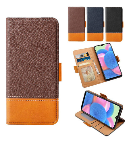 Funda Cartera De Cuero Marrón Para Motorola Moto Edge 30