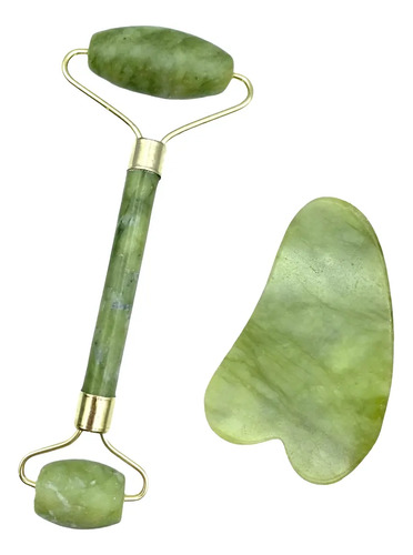 Gua Sha Facial Y Rodillo De Jade Masajeador Antiarrugas | MercadoLibre