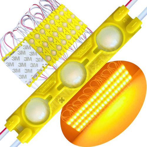 10pçs Módulo Led 7020 12v Ip67 1,7w Injetado Amarelo Âmbar