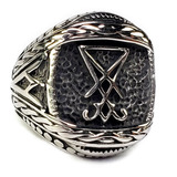 Anillo Sigilo Lucifer Baphomet Acero Inoxidable Satanás