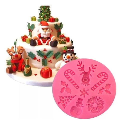 Mini Molde Silicon 9 Figuras Navidad Fondant Dulces