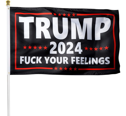 Bandera Premium Trump 2024 2x3 Pies De Poliéster Banne...