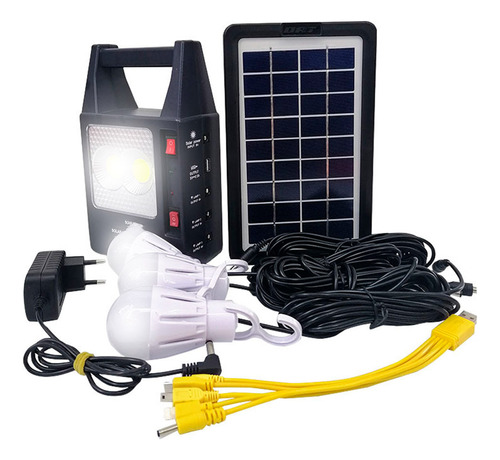 Kit Solar Portatil Panel + Lámpara Emergencia + 3 Focos