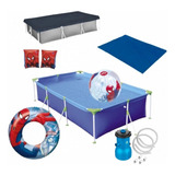 Kit Piscina 3700 L Capa Forro Mor + Bomba 110v + Boias E Bol