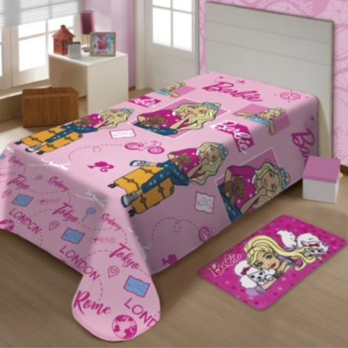 Manta Soft  Infantil  Jolitex Desenho Tecido Barbie Viagem