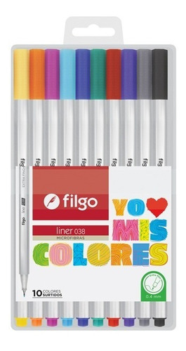 Microfibra Extra Fina Filgo 0,4mm X 10 Unid Varios Colores
