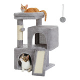 Cama Para Gato Casita Dual Con Rascador 76cm De Altura_gris