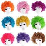 Peluca Afro Payaso Rulos Cotillon Fiesta Color Violeta