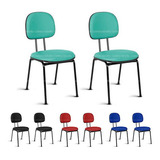 Kit 02 Cadeiras De Escritório Secretária Fixa Pé Palito Rce