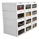 Caja Organizadora De Zapatos Con Visor 10 Unidades (h/t. 46) Color Blanco Liso
