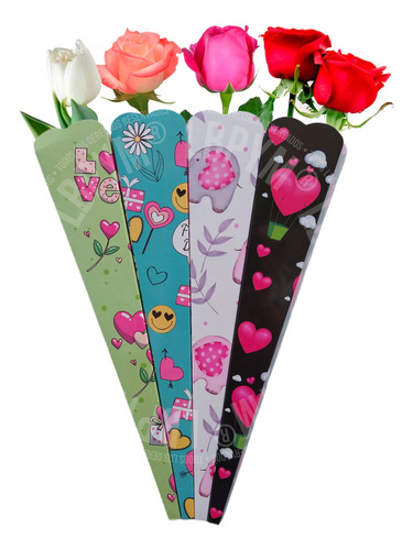 12 Caja Bolsa Empaque Regalo Flores Rosas Mujer Madre Amor