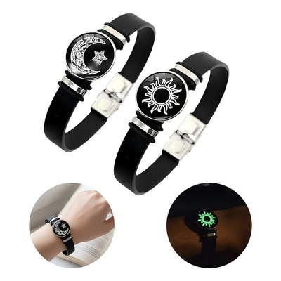 KRELVIXOS 2pc Pulseras Cuero Pareja\u002Famistad De Sol Y Luna Brilla Oscuridad Joyeria moda San Valentín Regalo Para Mujeres Hombres.regalo de aniversario para Parejas.Regalos Hombre, Mujeres,Novio, Novia | MercadoLibre