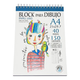 Block Para Dibujo A4 De 150 Grs X 40 Hojas Blanco Liso