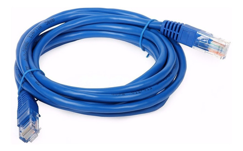 Cable De Red Patch Cord 5 Mts Armado Pc Mac Cat.5e Rj45 Azul