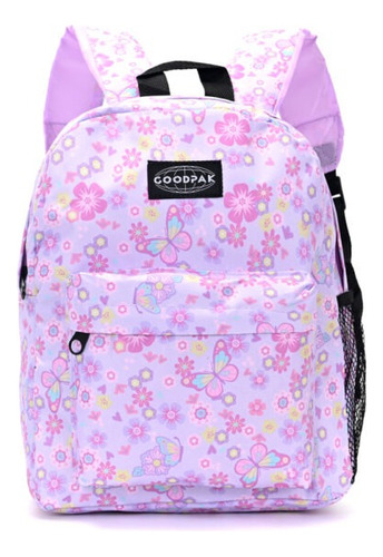 Mochila Espalda Estampada Goodpak 12 P Modax Sharif Express Color Lila Flores