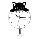Reloj De Pared Con Forma De Gato, Fácil De Instalar, Reloj