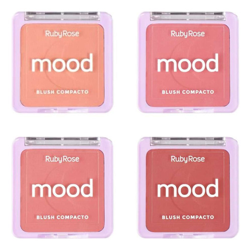 Blush Ruby Rose Facial Compacto Mood Rosa Pêssego Maquiagem