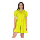 Vestido Mujer Corto Casual Fibrana Marga Cuello Camisa Nuevo