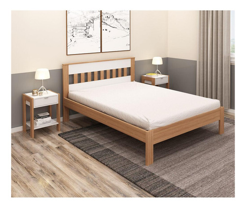 Cama Casal Multimóveis Cr35011 Amendoa/branca