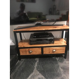 Mueble De Tv 1.20 Industrial Hierro Y Madera Rack 