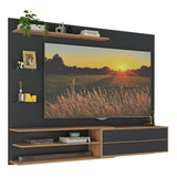 Painel P/ Tv Até 65 1 Pta E Prateleiras Multimóveis Mp1064 Cor Preto/rustic