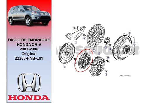 Disco De Embrague Honda Cr-v 2005-2006  Foto 3