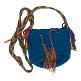 Mochila Wayuu Pequeña Unicolor Con Gasa Combinada Original 