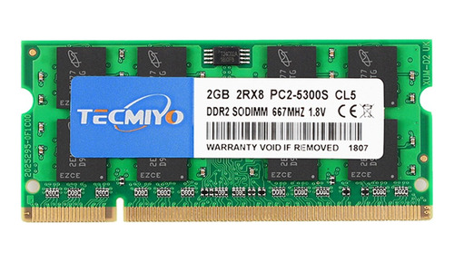 Memoria Ram Tecmiyo 2 Gb Ddr2-667 Sodimm Pc2-5300s Con Puert