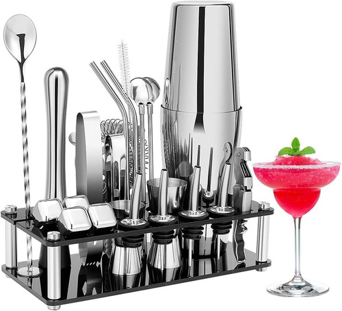 Kingrow Cocktail Shaker Set, Stainless Steel, 23 Pieces Ab