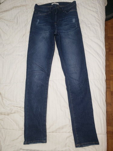 Jean Lacoste Mujer, Skinny, Elastizado,azul Con Desgastes