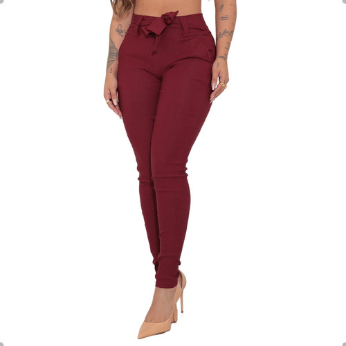 Calça Social Feminina Com Lycra Clochard Laço Cintura Alta