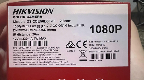 Cámara Hikvision Ds-2ce56d0t-if 2.8mm 1080p