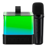 Mini Maquina De Karaokê Led Com 1 Microfones Bluetooth