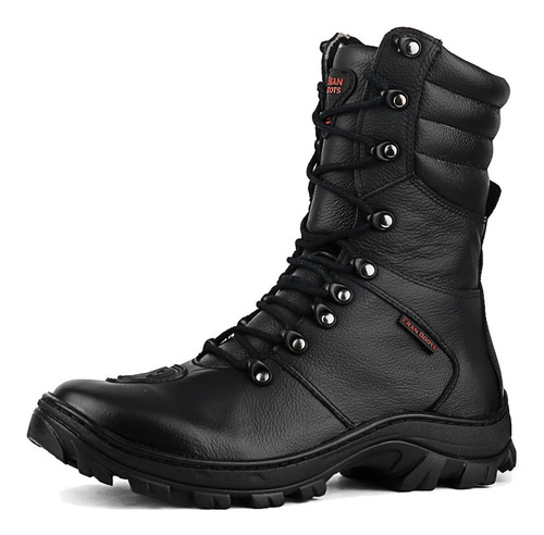 Coturno Tenis Bota Militar Tatica Couro Impermeavel C/ Ziper